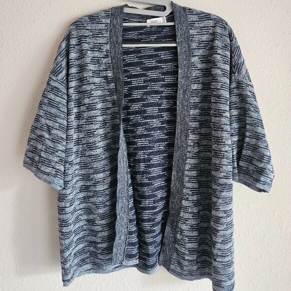 Closed Open Front Blue Striped 3/4th Sleeve Cardigan Jacket Women's S Small - Picture 1 of 3